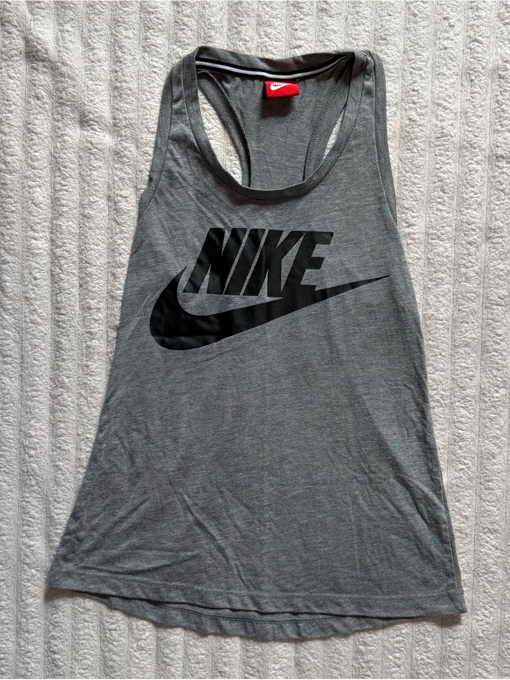 Nike Women's Grey Racerback Tank Top With Swoosh Logo